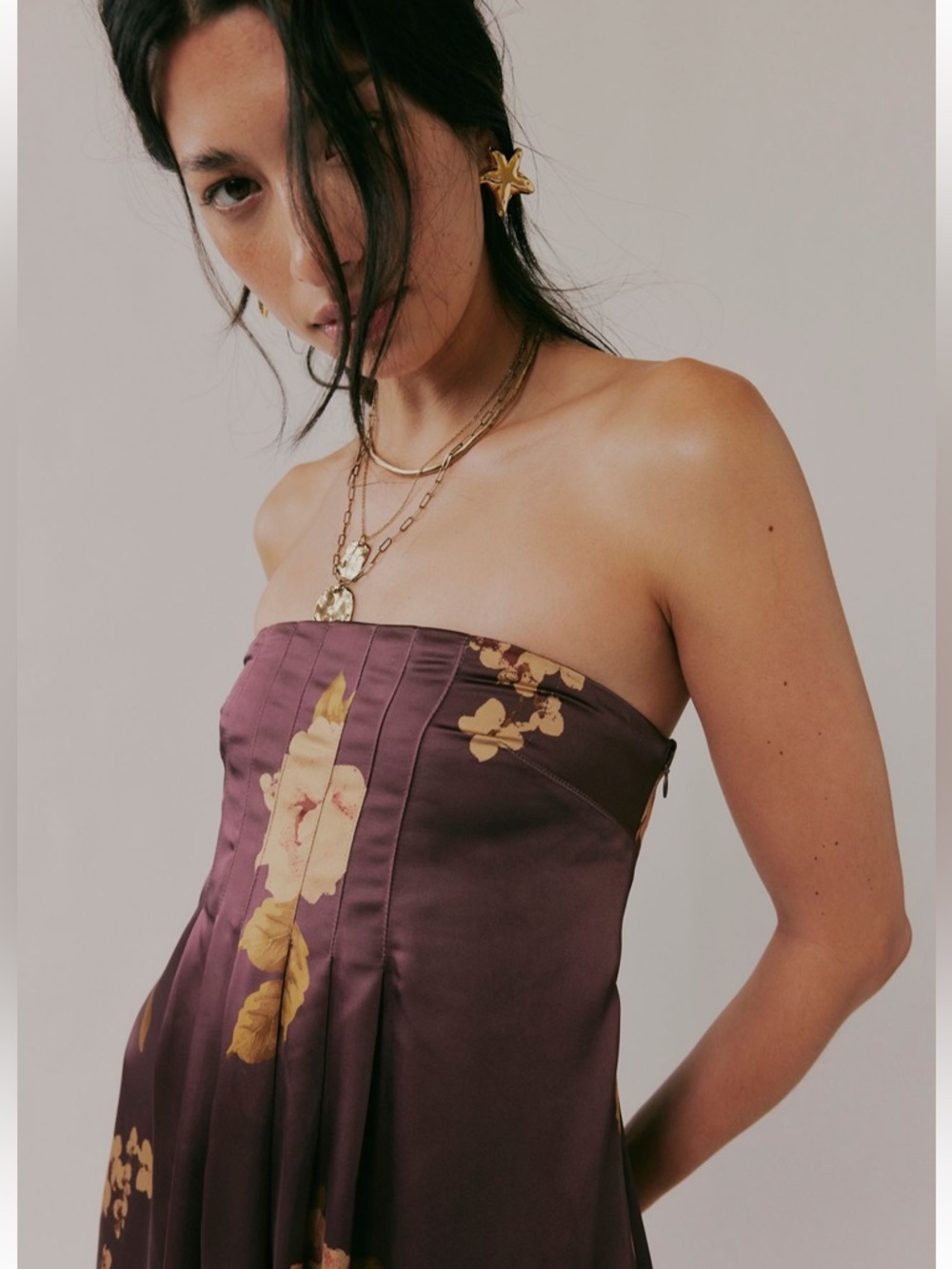 Free People Botanical Strapless Maxi Dress in Wine Floral Combo - Picture 7 of 11